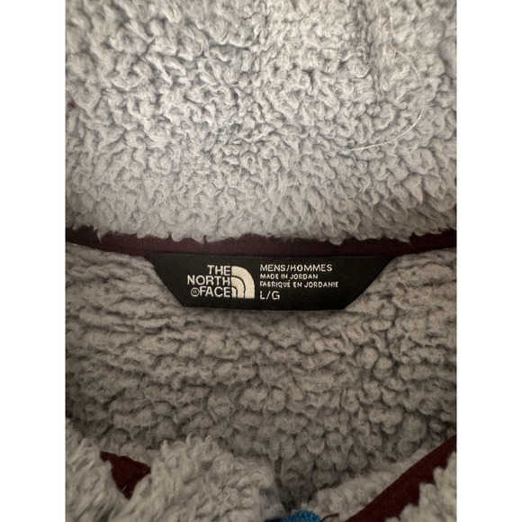 North Face Mens Jacket Sherpa 1/4 Zip Fleece Pullover Soft Gray Burgundy Size L - Picture 3 of 11